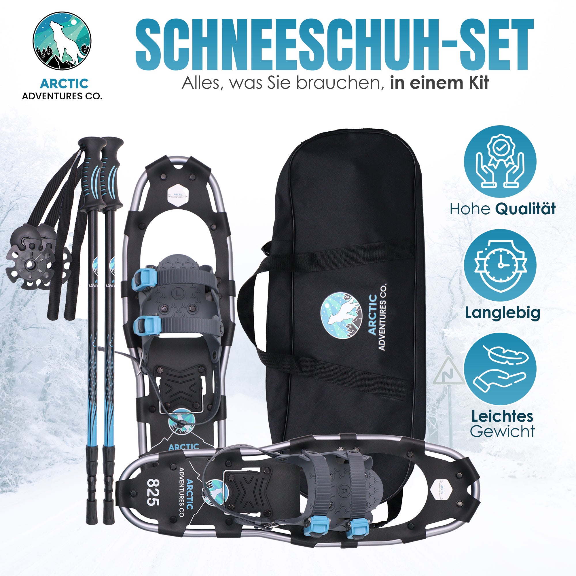 Sneeuwschoenen Aluminium - Inclusief Wandelstokken - Verstelbaar