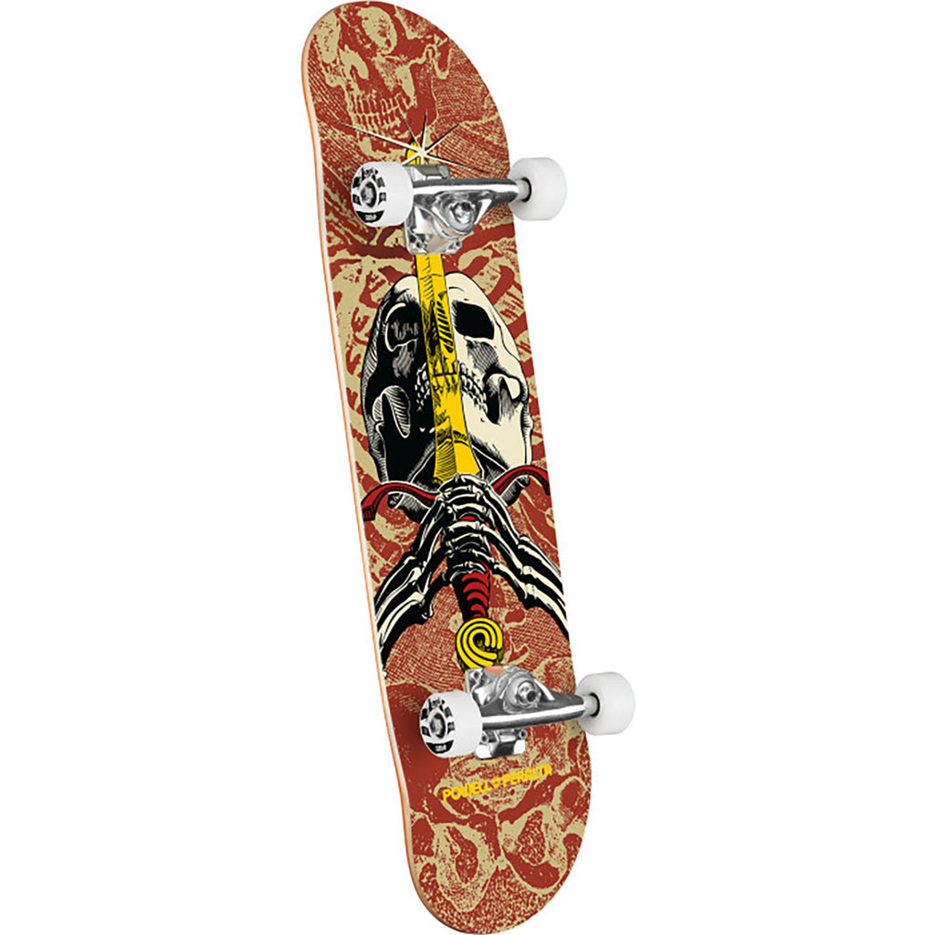 Powell Peralta Skull & Sword Khaki Burgundy Complete Skateboard 7.5 inch