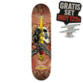 Powell Peralta Deck - Skull & Sword - Khaki / Burgundy - 7.5" (Birch)