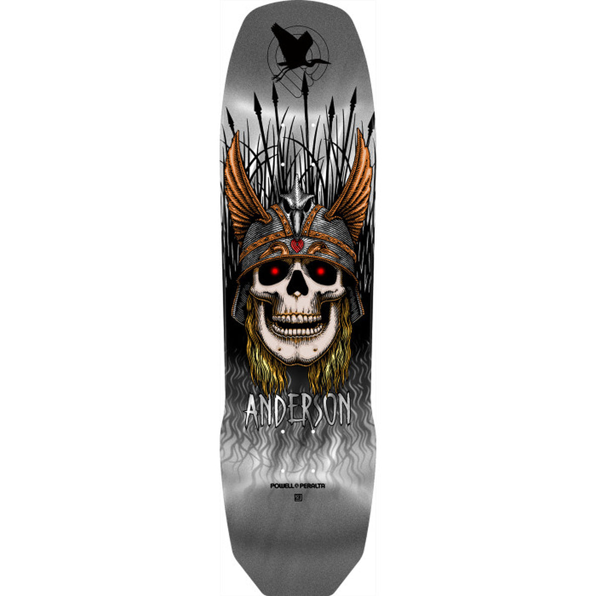 Powell Peralta Andy Anderson Heron Skull 8.45" Silver Foil skateboard deck