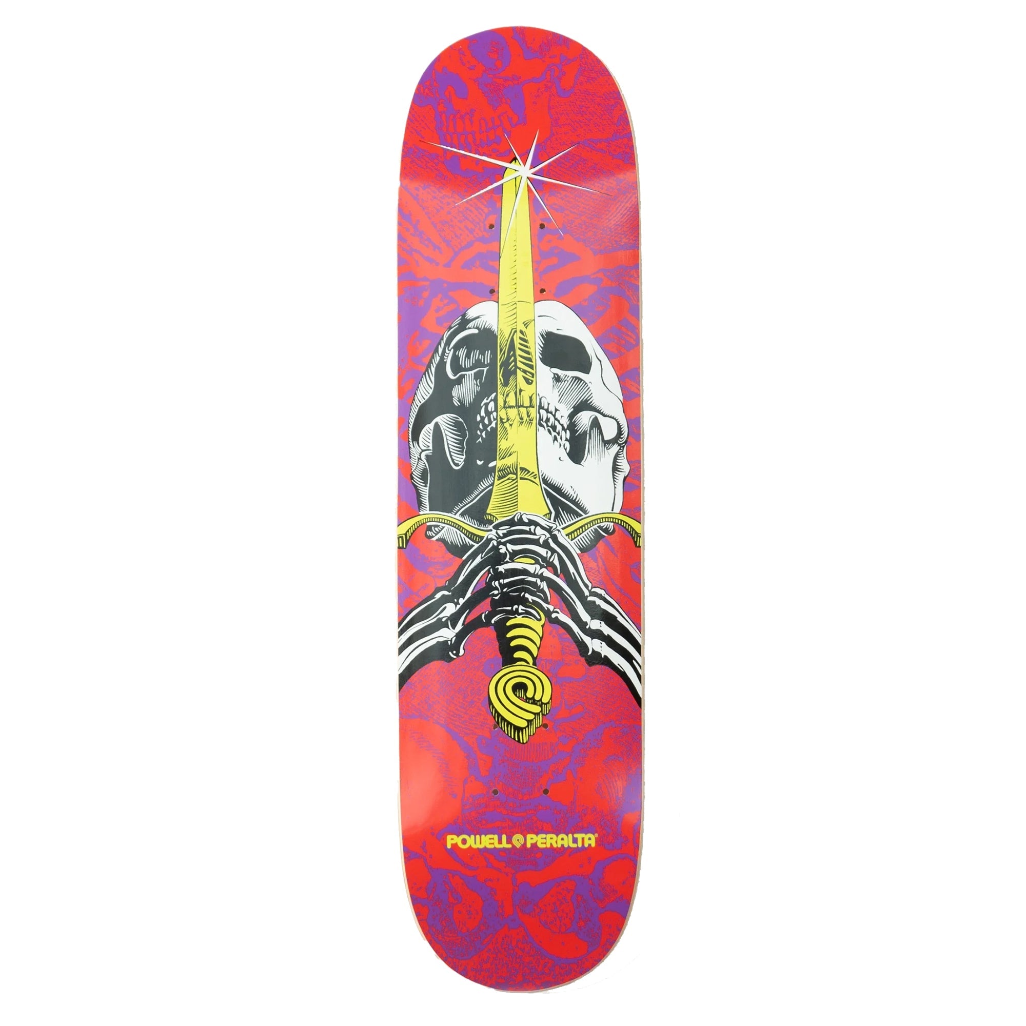 Powell Peralta Skull & Sword Birch 8.0 Red Purple skateboard deck
