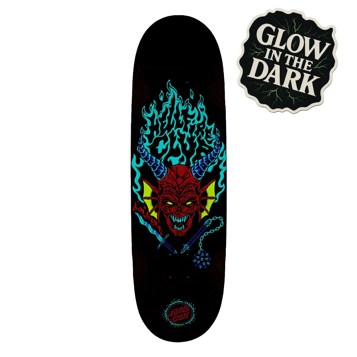 Santa Cruz - Stranger Things Hellfire Club Flames 9.00in x 32.00in skateboard deck