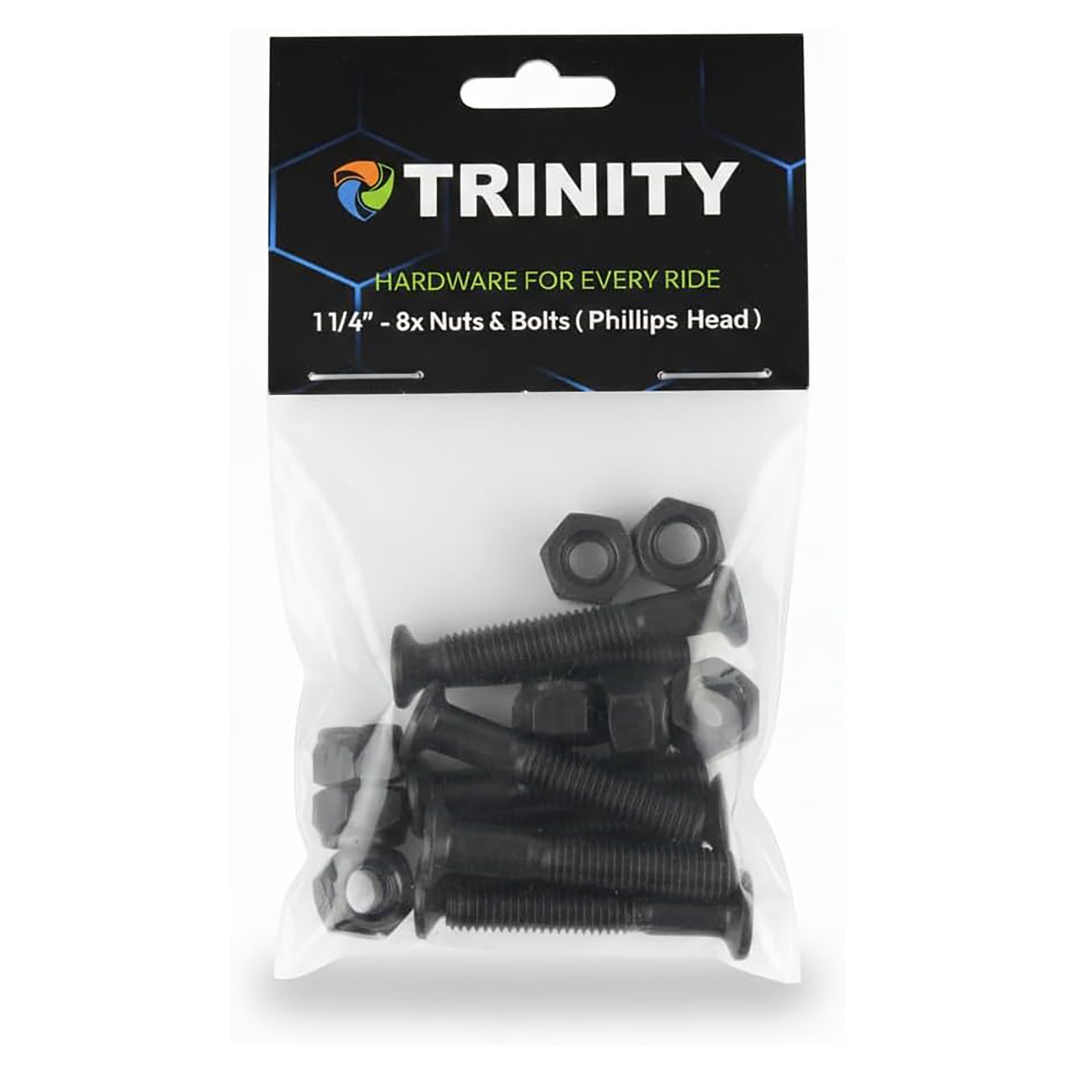 Trinity Skateboard Hardware 1.25 Inch Kruiskop - 8 Schroeven & Lock Nuts