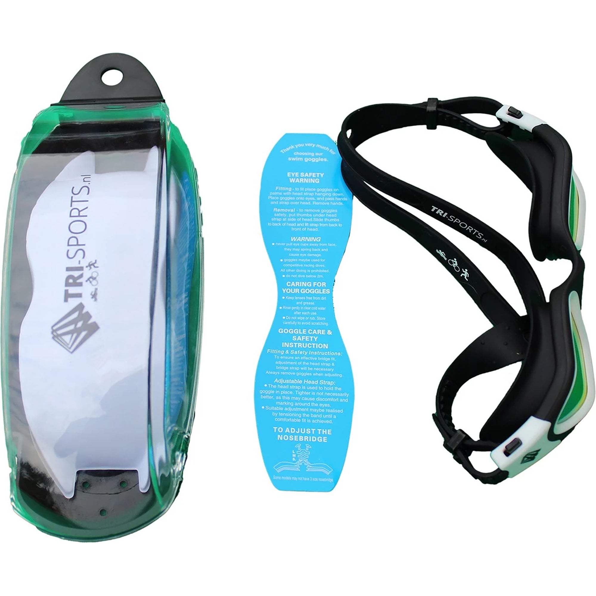 Tri-Sports Zwembril Gepolariseerd met Anti-Condens Lens - Wit/Zwart - Open Water & Triathlon